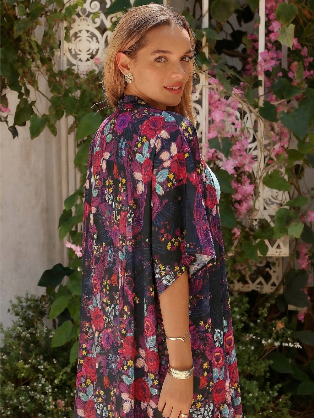 Free Press Women's One Size Floral Kimono Duster Cover Up - Multicolor